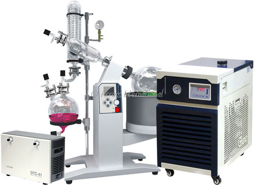 Across International Se13-S2.220 Ai Solventvap 1.3 Gal/5 L Rotary Evaporator With Chiller And Ulvac 1.6 Cfm Chemical-Resistant Diaphragm Pump, 220V