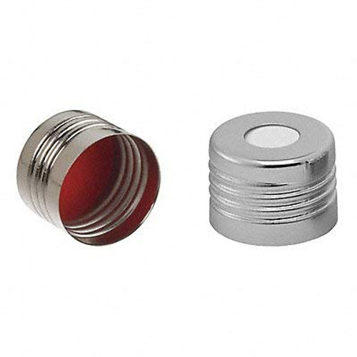 Chemgla - Cap- 18Mm Steel Magnetic Screw Cap W/Red Ptfe/Whit E Ultra Low Bleed Silicone-1.25Mm Thick, Pk100