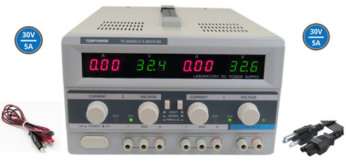 Tekpower Tp3005D-3 Digital Variable Triple Outputs Linear-Type Dc Power Supply, 0-30 Volts @ 0-5 Amps