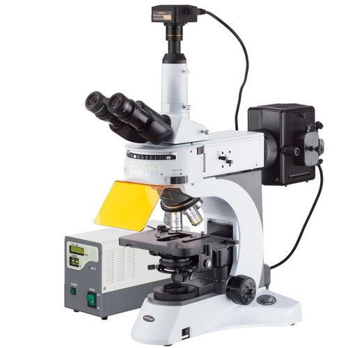 Amscope 40X-1000X Upright Fluorescence Microscope With Rotating Multi-Filter Turret + 14Mp Camera