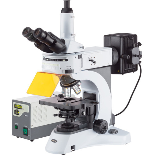 Amscope 40X-1000X Upright Fluorescence Microscope With Rotating Multi-Filter Turret
