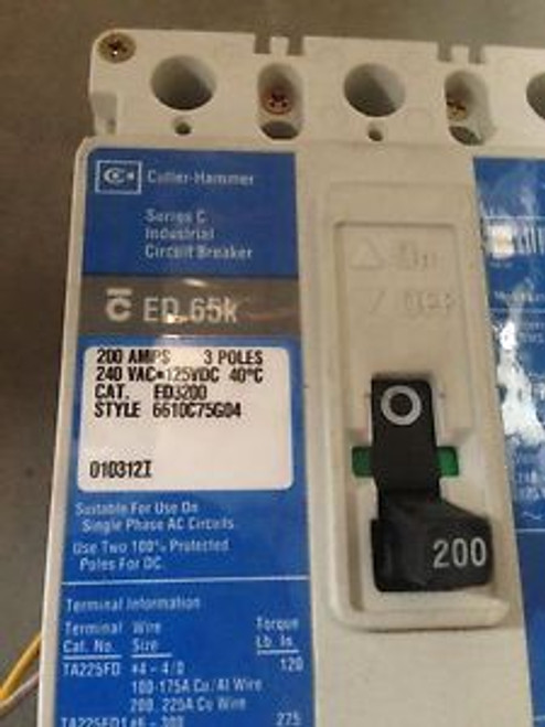 Cutler Hammer ED3200 3 POLE 200 AMP 240 VOLT Circuit Breaker