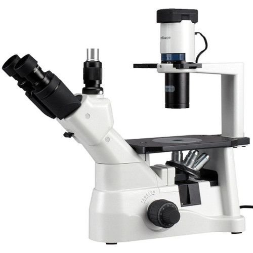 Amscope In400Tc Long Working-Distance Inverted Trinocular Microscope, 40X-1500X, Wh10X And Wh25X Super-Widefield Eyepieces, Brightfield And Phase-Contrast Objectives, 30W Halogen Illumination, 0.3 Na Abbe Condenser, Plain Stage, 90 To 240V