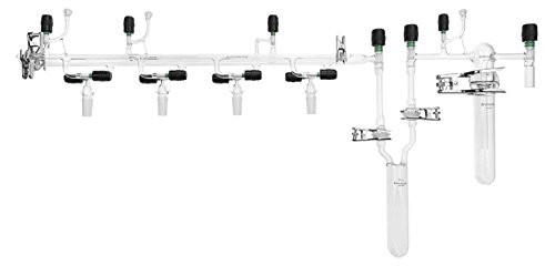 Chemglass Af-0454-01 Series Af-0454 Vacuum Manifold, Right Handed Trap Assembly, Airfree, Schlenk, Double Bank, 4-Port, Complete