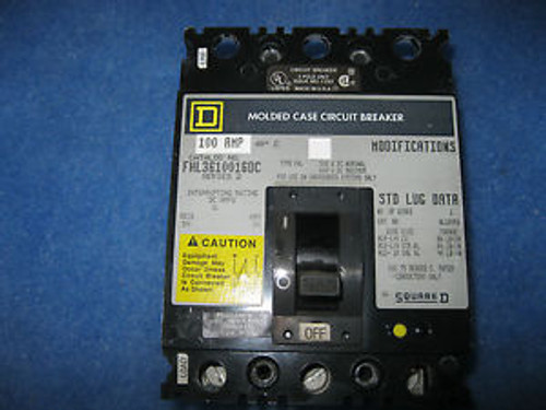 SQUARE D Circuit Breaker 100 amp volt 3 POLE FHL3610016DC2315 FHL DC & AC power