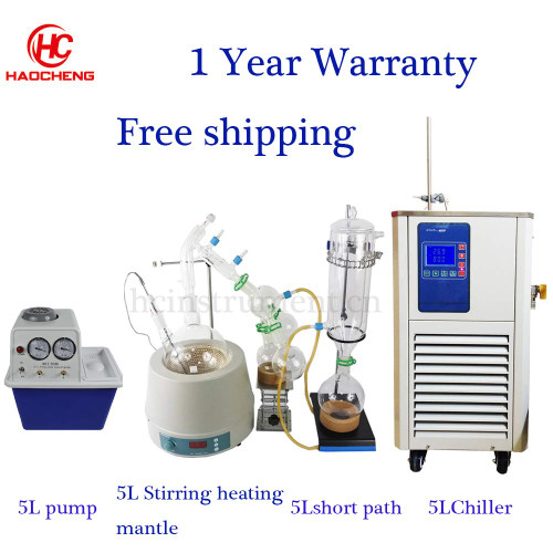 Stocks Available 5L Short Path Distillation Ket,Stirring Heating Mantle,Chiller,Vacuum Pump