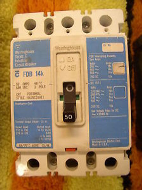 Westinghouse FDB3050L 50 Amp Circuit Breaker 3-POLE Warranty