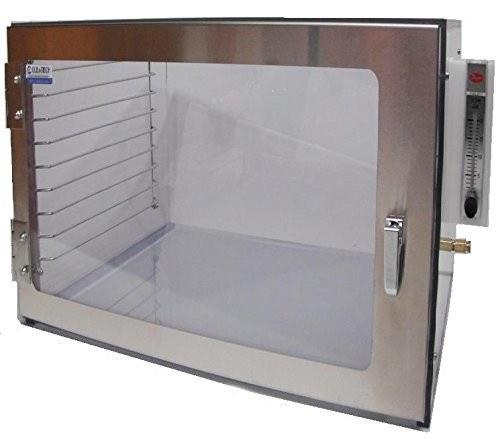 Desiccator Cabinet Clear Static Dissipative PVC, 24Wx24Dx16H in. with Gas ports, Racks & Shelf.