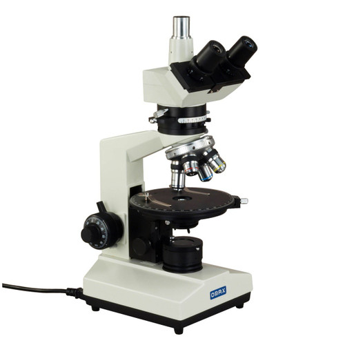 OMAX 40X-1500X Trinocular Polarizing Microscope with Quadruple Nosepiece and Bertrand Lens