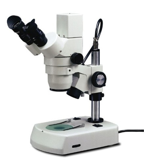 National Optical DC5-420TH Digital Stereo Zoom Microscope, WF10x Eyepieces, 10x-40x Magnification, 1x-4x Zoom Objective, Upper and Lower Halogen Illumination, Fixed Stage, 100V-240V, Includes 3.0MP Camera and Software