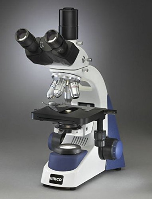 UNICO G383PHT-LED Microscope, Trinocular, 10X Wide Field Eyepiece, 4X Bright Field, 10X, 40X & 100X Semi-Plan Phase, Turret Condenser, LED Illumination