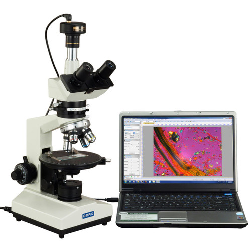 OMAX 40X-1500X Trinocular Polarizing Quadruple Nosepiece Microscope+Bertrand Lens with 3MP Camera