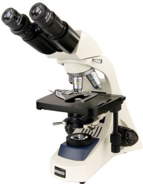 UNICO IP735 Series IP730 Binocular Microscope, 10X Wide Field Eyepiece, 4X, 10X, 40X, 100X, Plan Phase, Mechanical Stage, 6V/ 20V Halogen Illumination