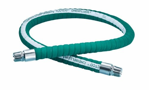 Chemfluor 24TLCTCO0303S6-10' Smooth FEP-Lined Convoluted Rubber Hose Assembly, 1-1/2" hex Male, 10-ft Length