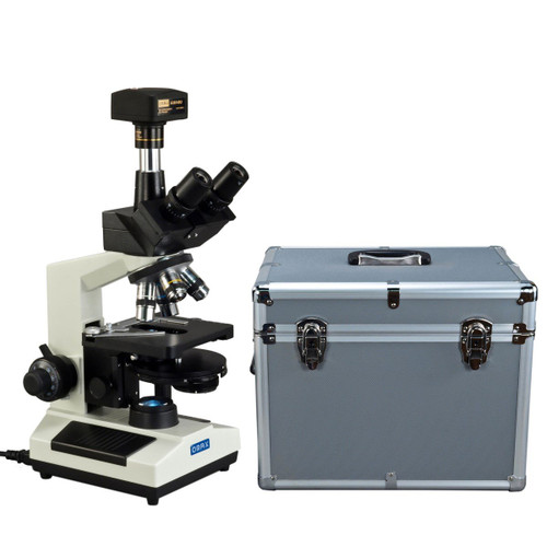 OMAX 40X-2000X Phase Contrast Trinocular Compound LED Microscope+14MP USB Camera+Aluminum Carrying Case