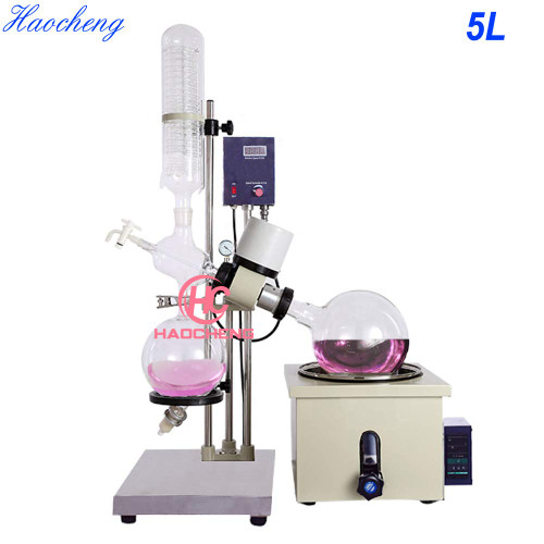 110V 5L Lab Rotary Evaporator with Hand Lift 0-120rpm,0-180℃ 1500W 0.098Mpa