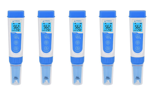 Apera Instruments AI311 PH60 Premium Waterproof pH Pocket Tester, Replaceable Probe, ±0.01 pH Accuracy, -2.00-16.00 pH Range (5-Pack)