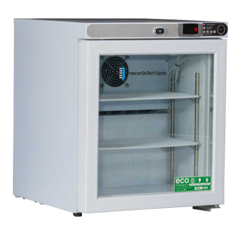American BioTech Supply PH-ABT-HC-UCFS-0104G-LH Premier Pharmacy/Vaccine Undercounter Refrigerator, Freestanding, Left Hinged, Glass Door, 1 cu. ft. Capacity, White