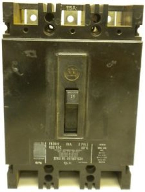 WESTINGHOUSE FB3015 600 VAC 15 Amp 3 Pole CIRCUIT BREAKER