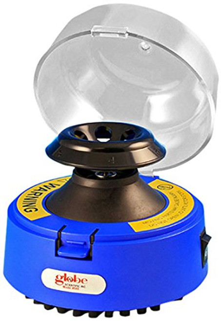 Globe Scientific 545B-230 Mini Centrifuge, 13.3" Length x 4" Width x 5.3" Height, 230V, Blue