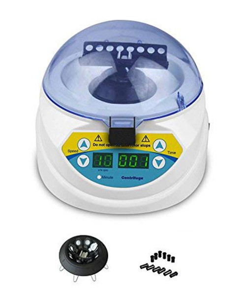 Huanyu MINI-10K+ Mini Desktop Clinical Lab Centrifuge 3000-10000rpm Adjustable High Speed Electric Centrifuge LED Display with rotors and Tube 2.0/1.5/0.5/0.2ml, Timer 1s ~9999min