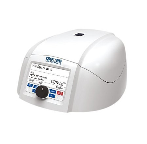 Oxford Benchmate C12V Digital Centrifuge, 1.5/2.0 ml Capacity with adapters for 0.2, 0.4, and 0.5 ml Tubes. 15,000 RPM / 15,595 x G RCF, Rotor with Screw on lid, with Timer and Speed Control, White