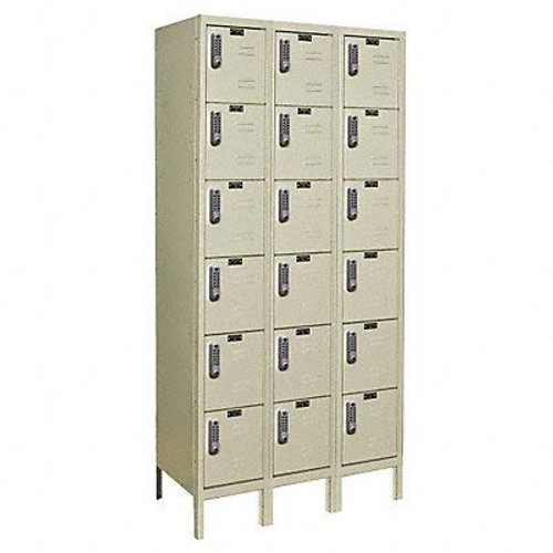 Hallowell UEL3228-6PT DigiTech Electronic Locker, 36" Width x 12" Depth x 78" Height, 6-Tier, 3-Wide, Knock-Down, 729 Parchment