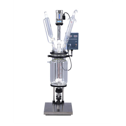HNZXIB Double-Layer Cylindrical 5L Glass Jacket Type Reactor Chemical Reaction Unit