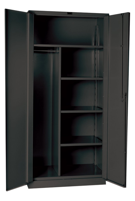 Hallowell HW4CC6478-4CL Gray Steel DuraTough Classic All Welded Extra Heavy Duty 14 Gauge Combination Cabinet, Assembled, 36" Width x 78" Height x 24" Depth, 4 Shelves