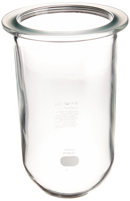 Corning Pyrex Borosilicate Glass Cylindrical Replacement Resin Reaction Kettle Flask Bottom Only, 3000ml Capacity (Case of 4)