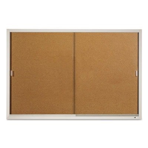 Quartet Enclosed Bulletin Board, Cork Over Fiberboard, 72 x 48, Aluminum Frame