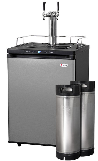 Kegco HBK309S-2K Full-Size Digital Homebrew Kegerator Dual Faucet Stainless with Ball Lock Keg