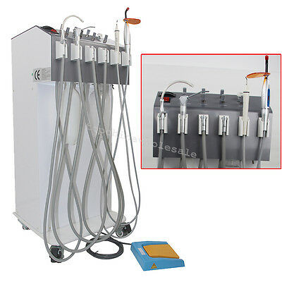 Portable Dental Delivery Unit Cart Compressor 3Way Syringe Scaler Curing Light SPW Industrial