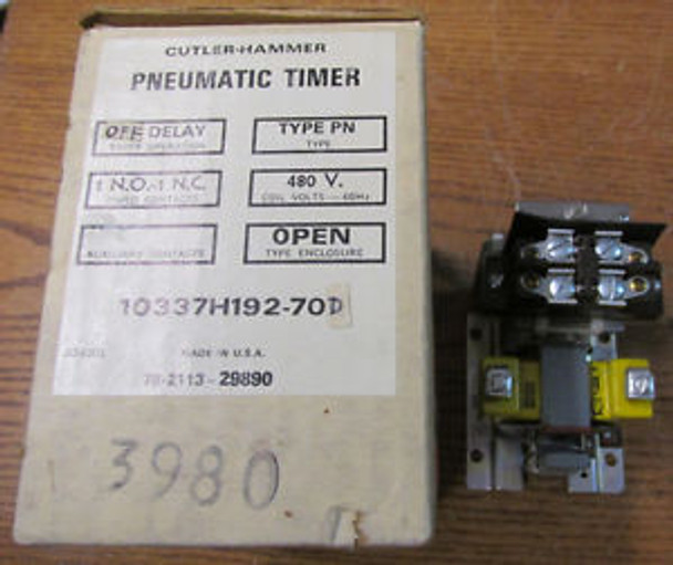 NEW NOS Cutler Hammer 10337H192-70D Pneumatic Timer 480V 60Hz Off Delay 1 N.O. 1