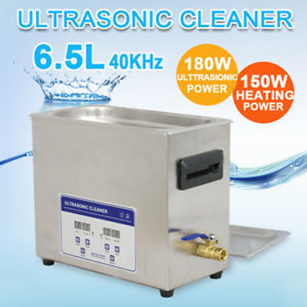 Stainless Steel 6,5L Ultrasonic Cleaner Heater Timer Bracket Jewelry Lab Glasses