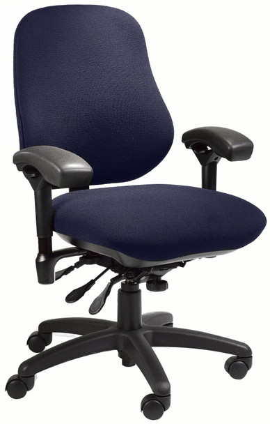 BodyBilt J2509 Blue Fabric XL High Back Thoracic Support Task Ergonomic Chair with Arms, 22" Length x 21.50" Width Backrest, 23" Width Seat, Grade 1