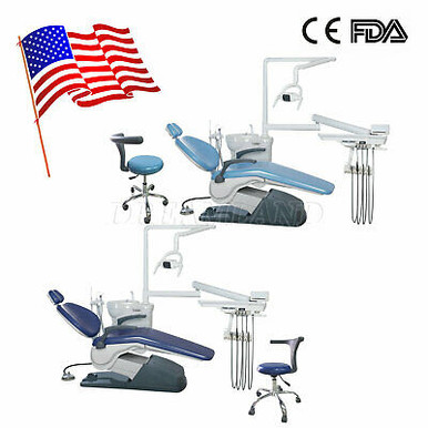 Dental Unit Chair Computer Controlled DC Motor PU Hard Leather+Dentist Stool FDA