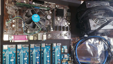 Mining Rig Kit - Asrock H81 Pro Btc Mb W/ Cpu, Ram, Psu, Cables, Risers