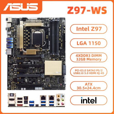 Asus Z97-Ws Motherboard Atx Intel Z97 Lga1150 Ddr3 32Gb Sata3 M.2 Hdmi ...