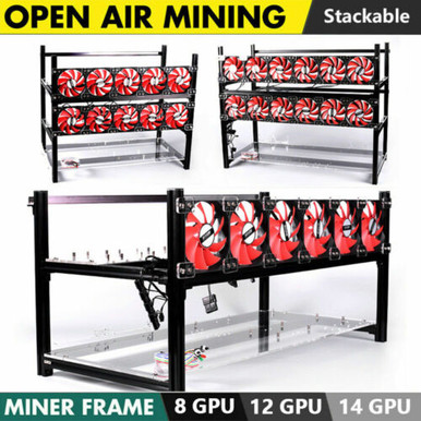8/12/14 Gpu Mining Equipment Aluminum Housing Stackable Computer Frame ...