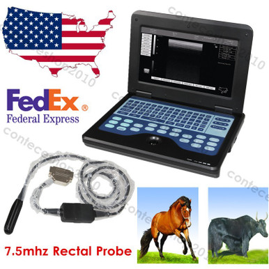 New Veterinary Ultrasound Scanner Animal Laptop Machine 7.5Mhz Rectal Probe