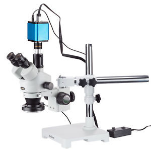 AmScope SM-3NTPZ 3.5X-90X Simul-Focal Trinocular Stereo Zoom Microscope W/ Boom Stand