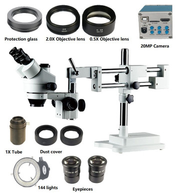 3.5X 90X Double Boon Stand Stereo Zoom trinocular Microscope+16MP HDMI ...