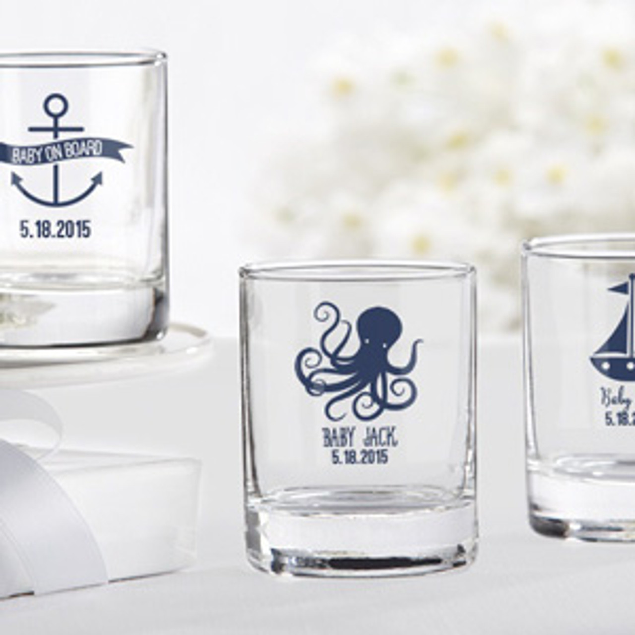 personalized baby shower shot glasses