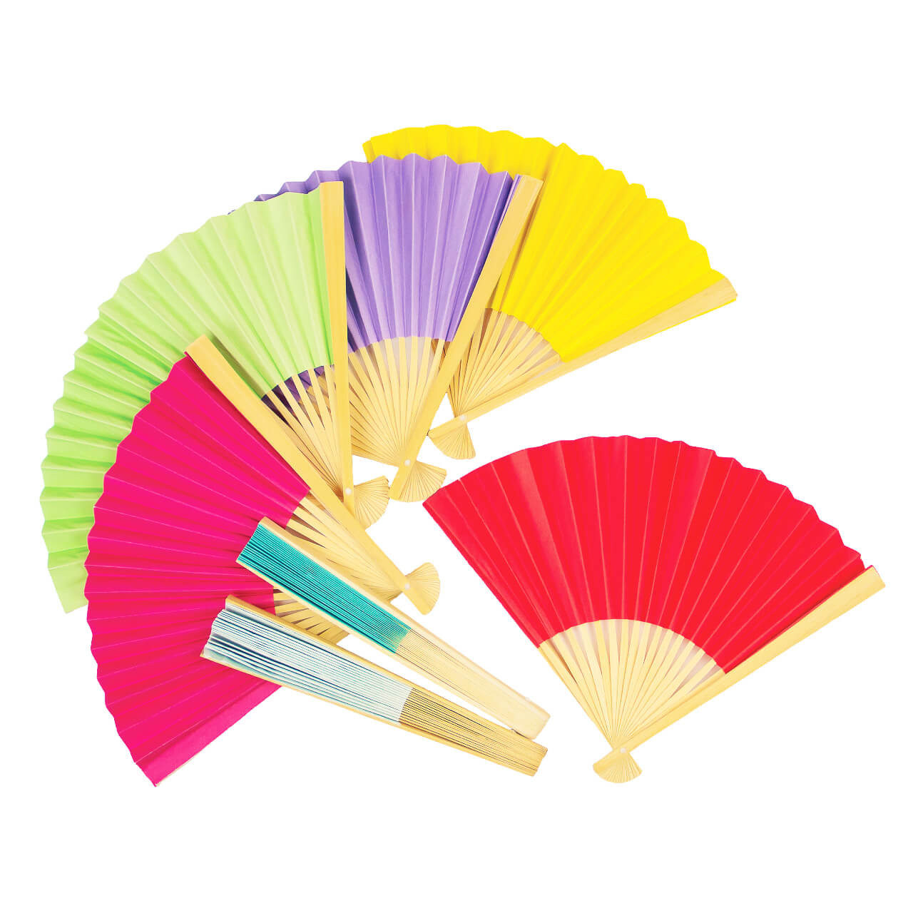 Solid Color Paper Hand Fans (Set of 10 