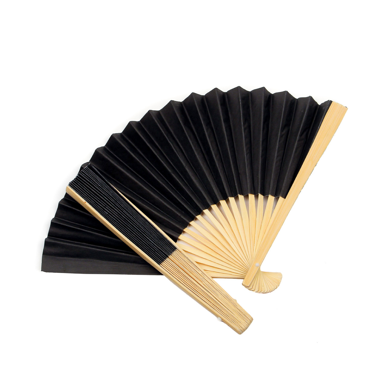 Black Paper Hand Fan of 10 - Favors & Flowers