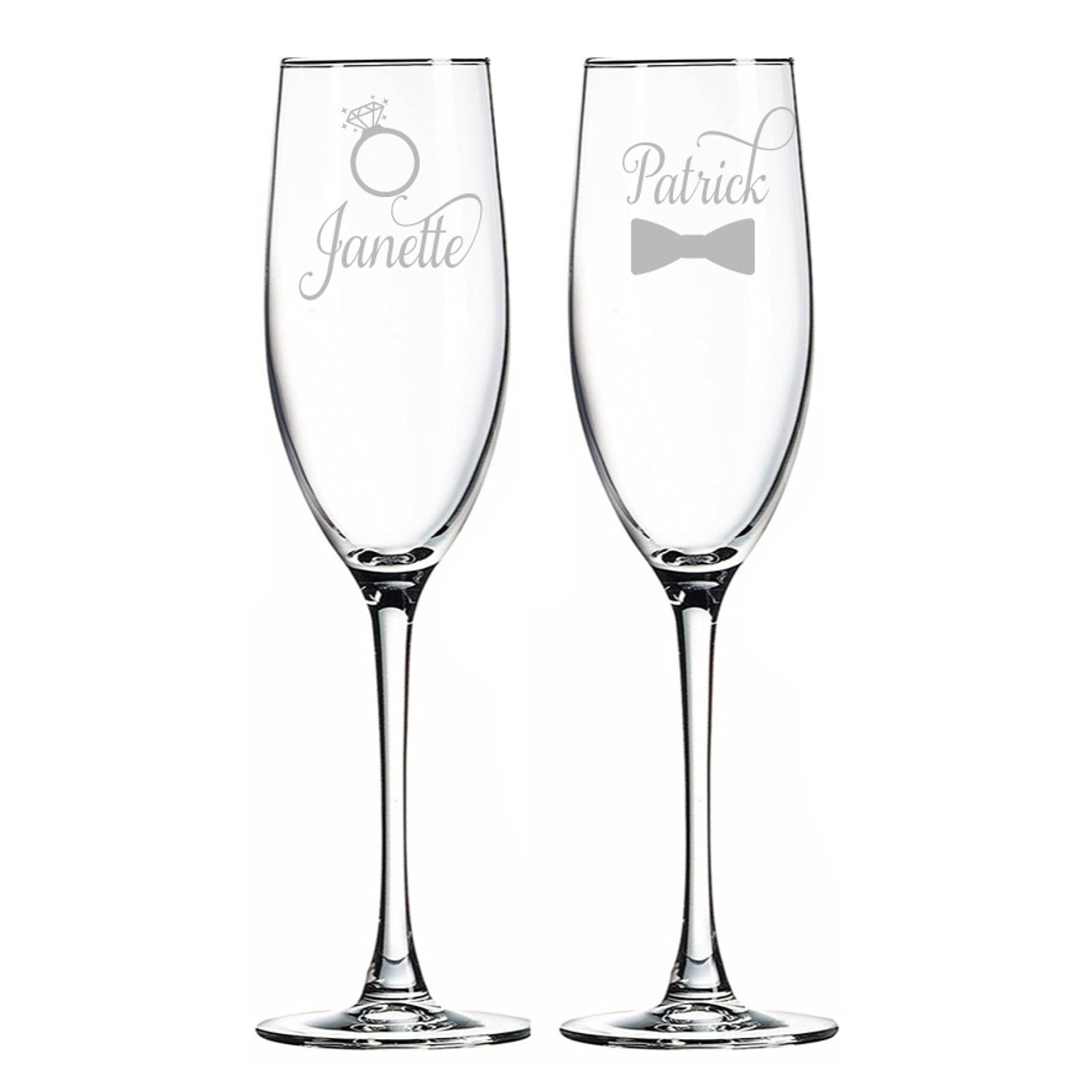 Bride And Groom Personalized Engraved Toasting Flutes Favors