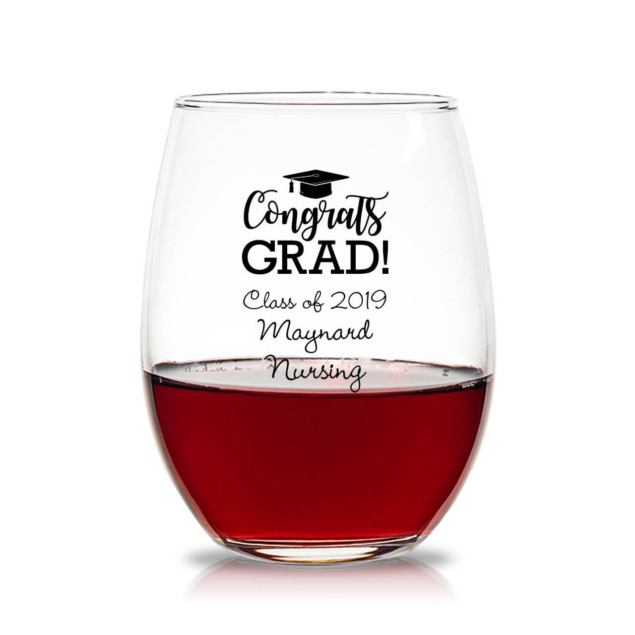 College Wine Glasses, College Stemless Wine Glass