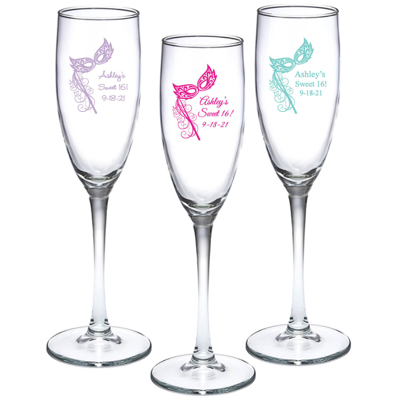 printed champagne flutes