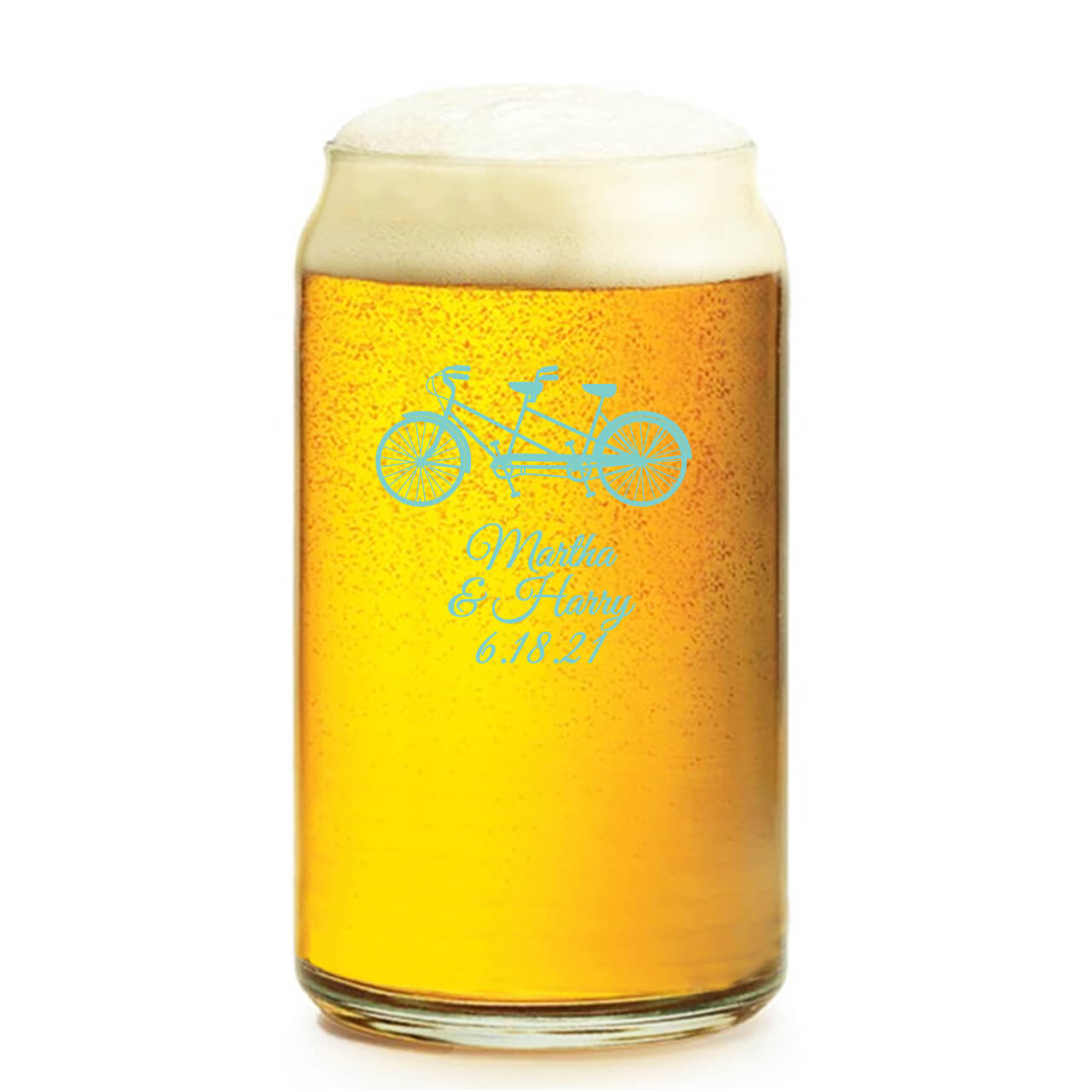 academisch Reproduceren aftrekken Tandem Bike Personalized Wedding 16 oz. Craft Beer Can Glass - Favors &  Flowers